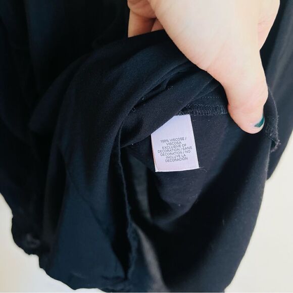 Victoria’s Secret Black Off Shoulder Tassel Sleep Romper Large - Picture 9 of 11